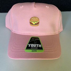 Pink Burger Patch Hat Cap Snapback for Youth Girls Kids Snap Back **new**.  pink